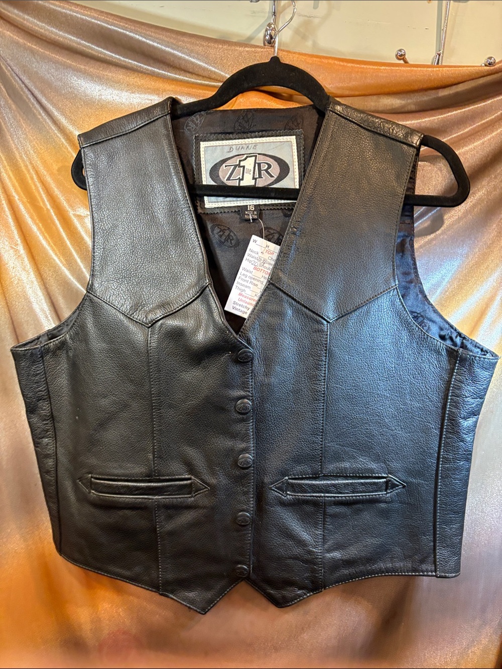 Men's Black Leather Vest